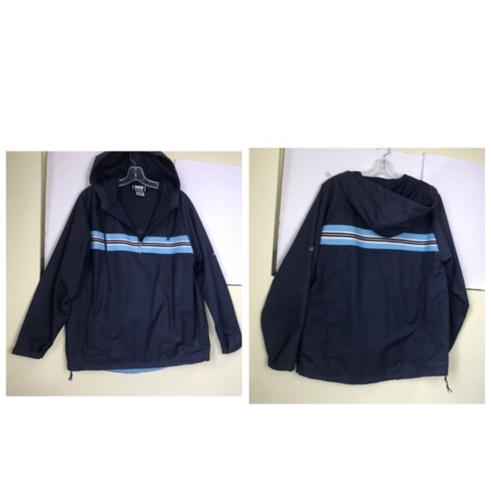 Reebok 1/2 Zipper Nylon Windbreaker Jacket Hood Mesh Pockets Drawcord Unisex XL